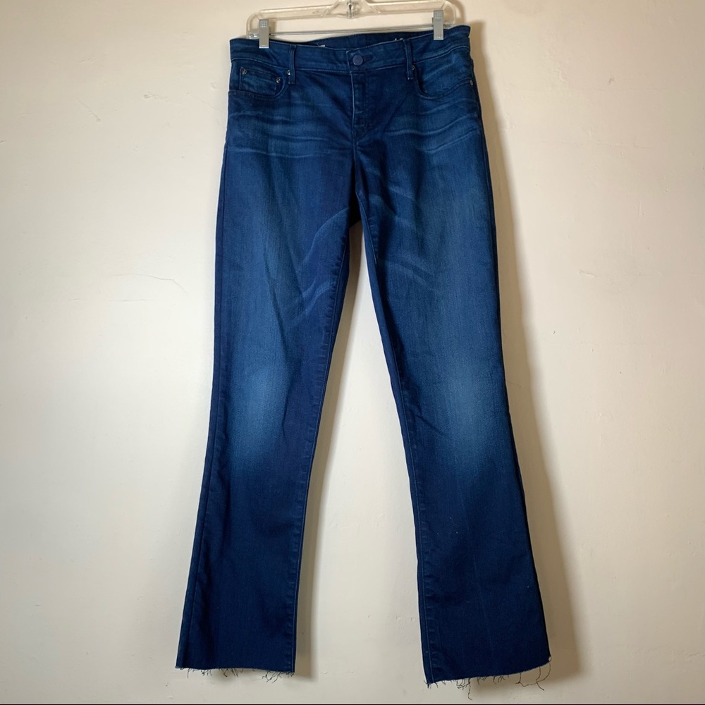 Gap dark wash skinny boot cut jeans with rough hem sz 30 / 10